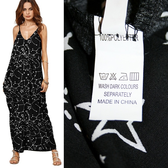 B&W Star/Constellation Pocketed Maxi Dress NWOT - Picture 7 of 8